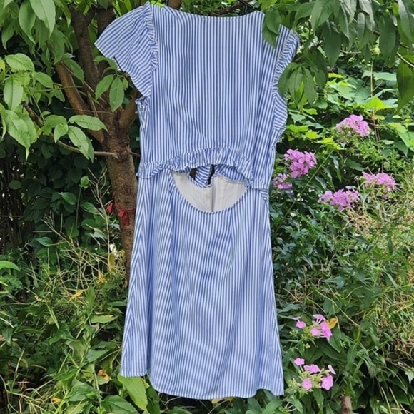 LULU'S, Women's Summer, Vacation, Seaport Light Blue and White Striped Dress - Picture 3 of 7